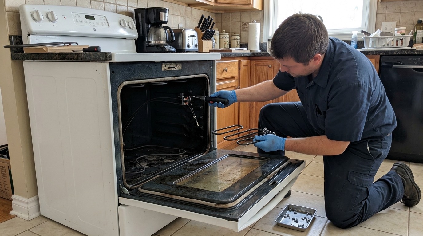 Replacing a burned-out oven bake element
